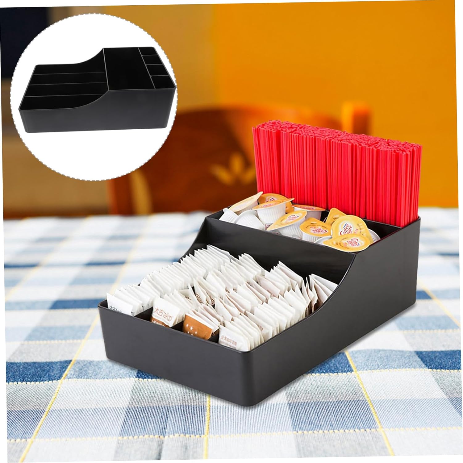 LIFKOME Tea Bag Organizer Compartments Multi-functional Condiment Storage Box for Sugar Packs and Coffee Bags Plastic Holder for Kitchen and Office Smooth Edges for Safe Use