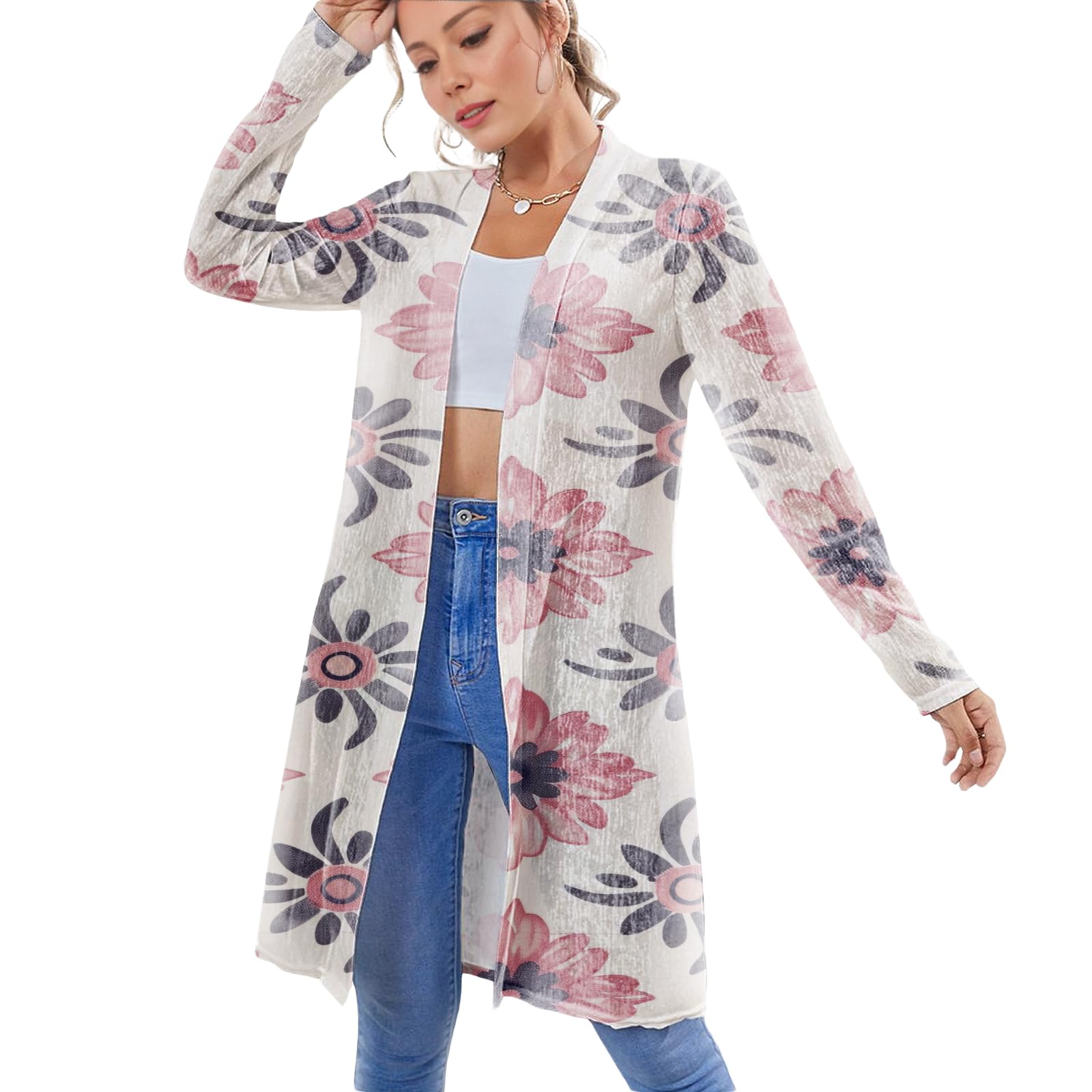 Summer Cardigan For Women Trendy Maxi Lightweight Plus Size Beach Cover Ups For Women Long-Sleeved Casual Clothes