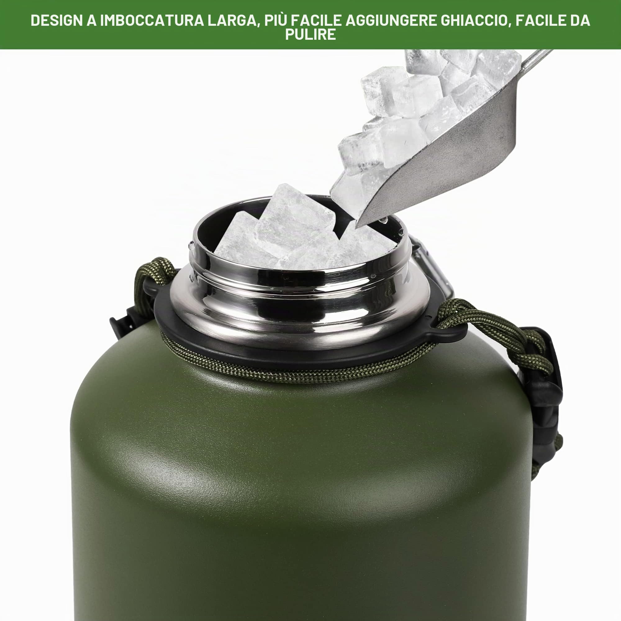 Borraccia Termica in Acciaio Inox, 2,2 Litri Portatile Borraccia, Borsa Portatile in Tessuto Oxford e Bottiglia Termica Senza Perdite per Sport, Campeggio, Palestra, Sala da Pranzo