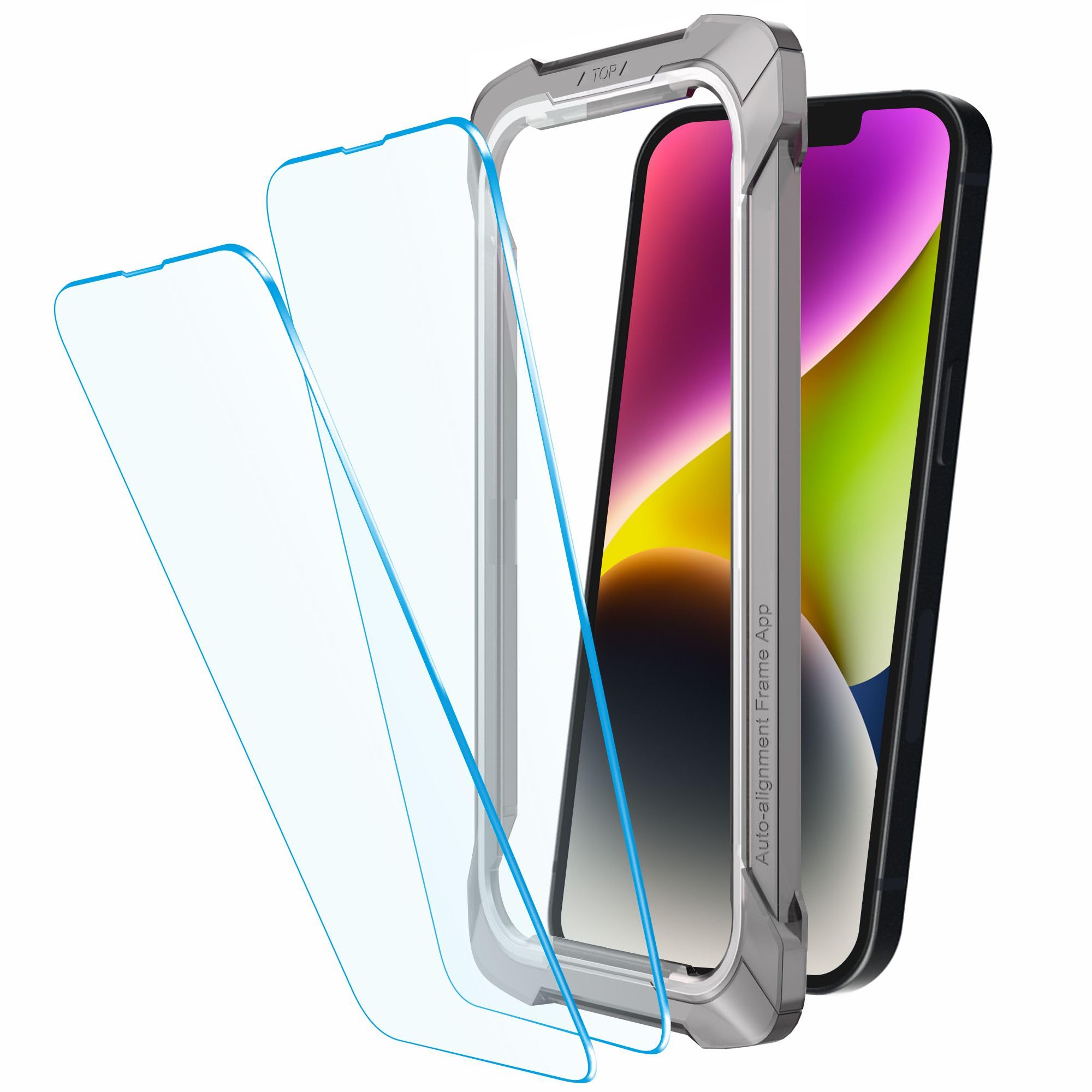 Affix Auto-Align Technology Tempered Glass Screen Guard for iPhone 14, iPhone 13 and for iPhone 13 Pro (6.1 Inch) | Easy Installation Frame | Case-Friendly - 2 Pack (B09GFWVHPZ) Amazon Price History, Amazon Price Tracker