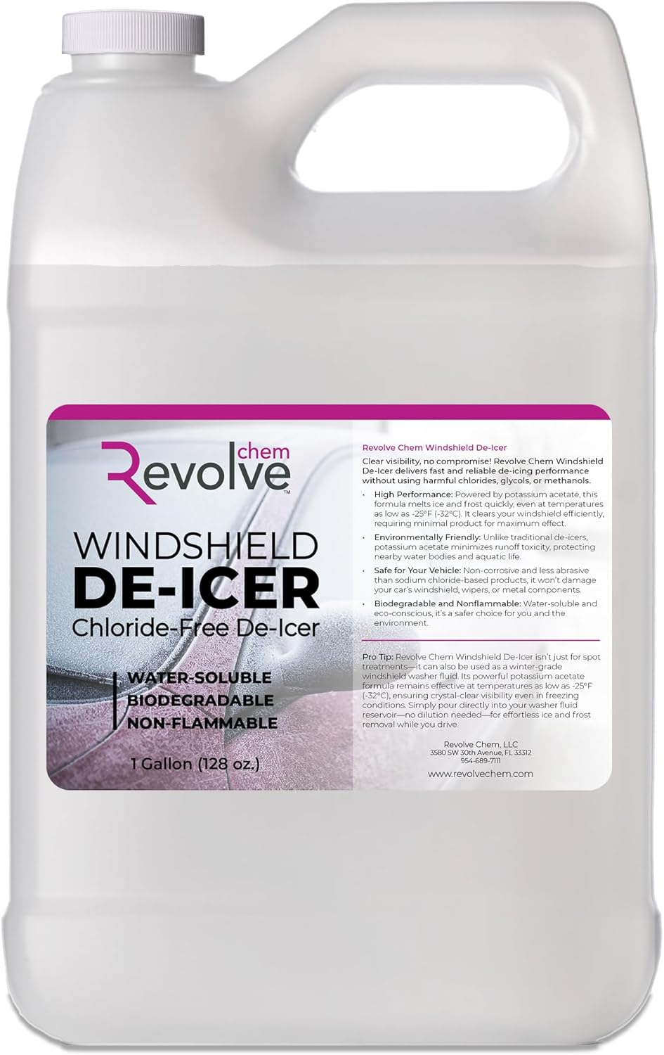Windshield De-Icer - 1 Gallon - Chloride-Free Formula for Fast Ice & Snow Removal - No Residue, Non-Corrosivwe, Winter-Grade, Ready-to-Use