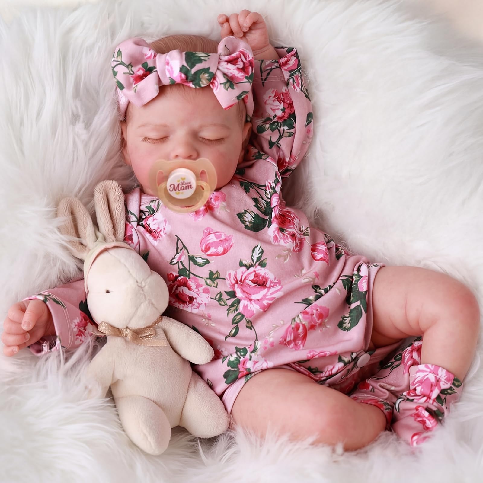 BABESIDE Reborn Babypop 50cm, Slapend Levensecht Meisje | Zacht Stoffen Lichaam, Echt Lijkend Inclusief Accessoires, Cadeau Voor Kinderen Vanaf 3 Jaar En Verzamelaar