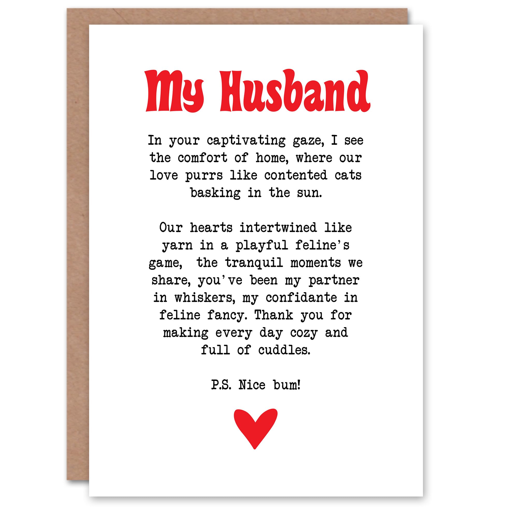 Artery8 Greeting Card Love Poem Cat Lover Romantic Anniversary White