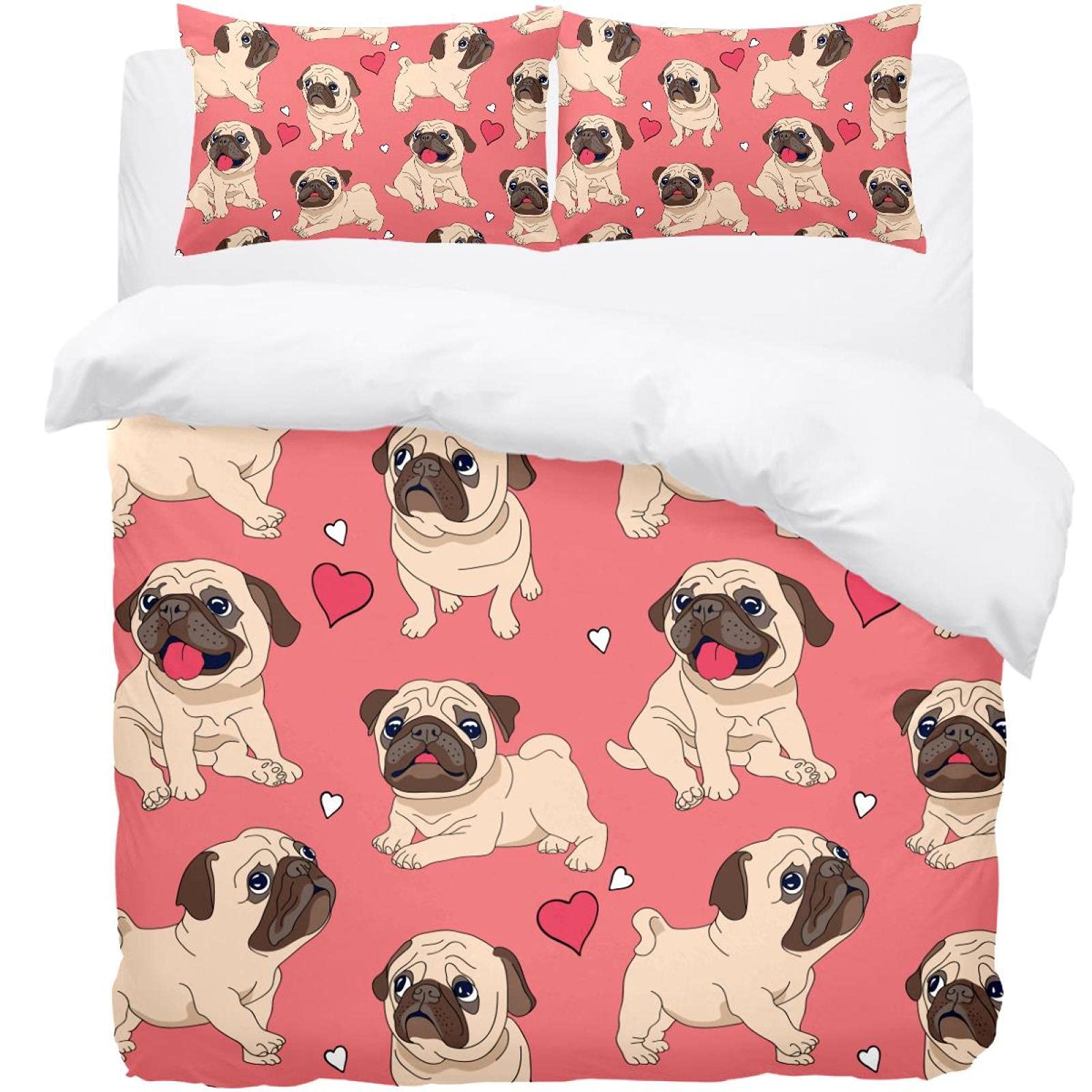 Housse de couette carlin rose idée cadeau anniversaire fille et enfant