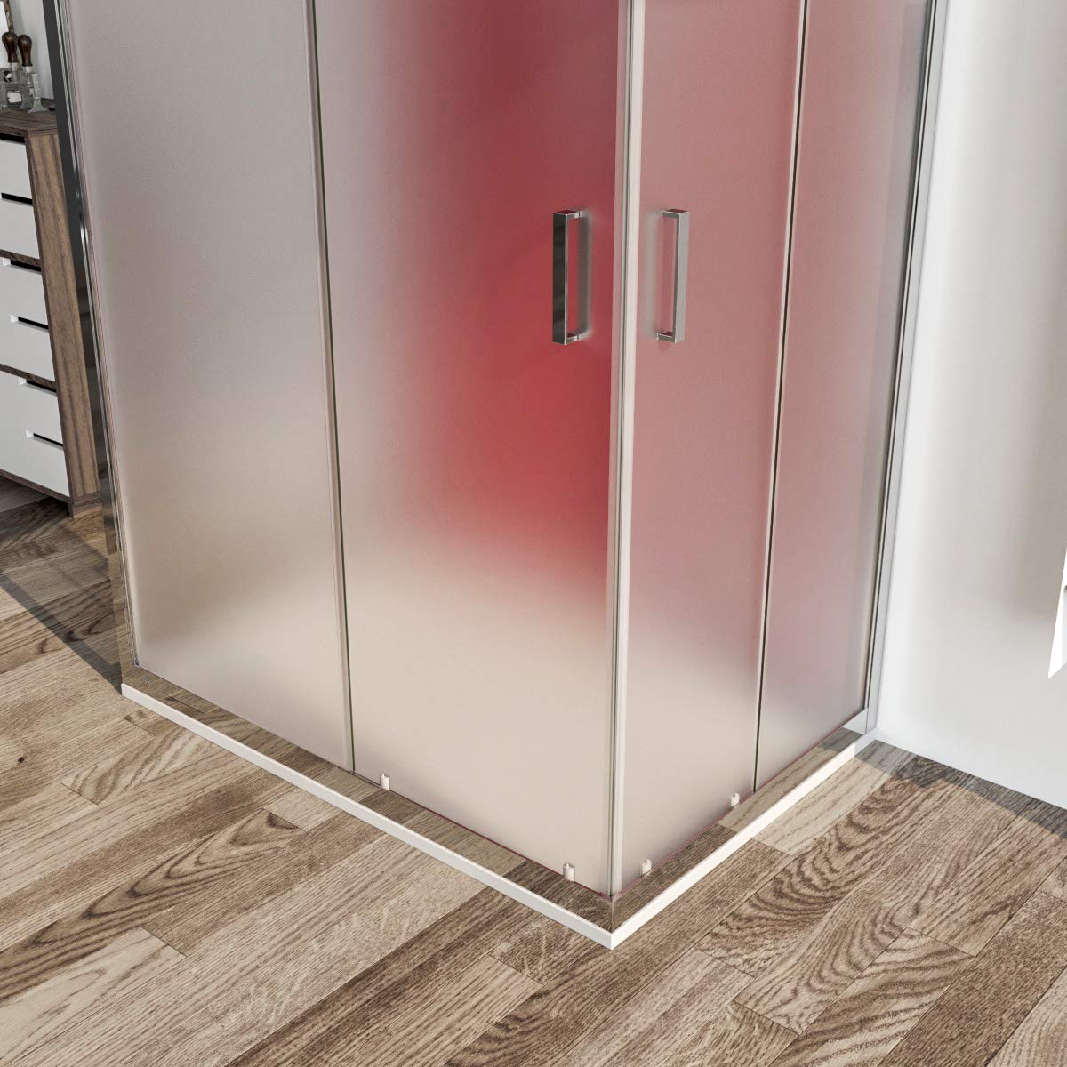 Box doccia cabina 3 tre lati 80x100x80 cm porta scorrevole vetro anticalcare opaco 6mm. Palma