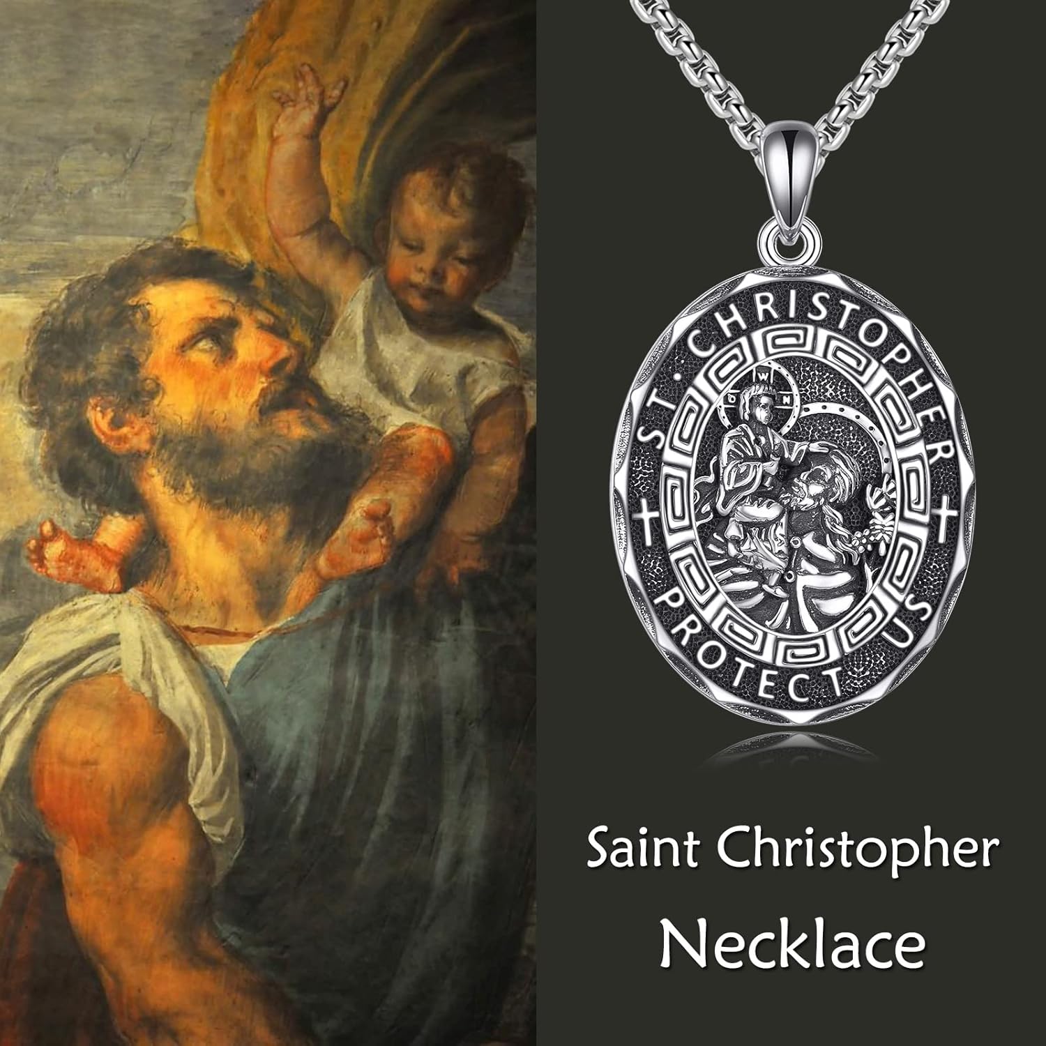 YFN Patron Saint Necklace Sterling Silver Amulet Medal Pendant Religious Protector Jewelry Gifts for Women Men - Image 5
