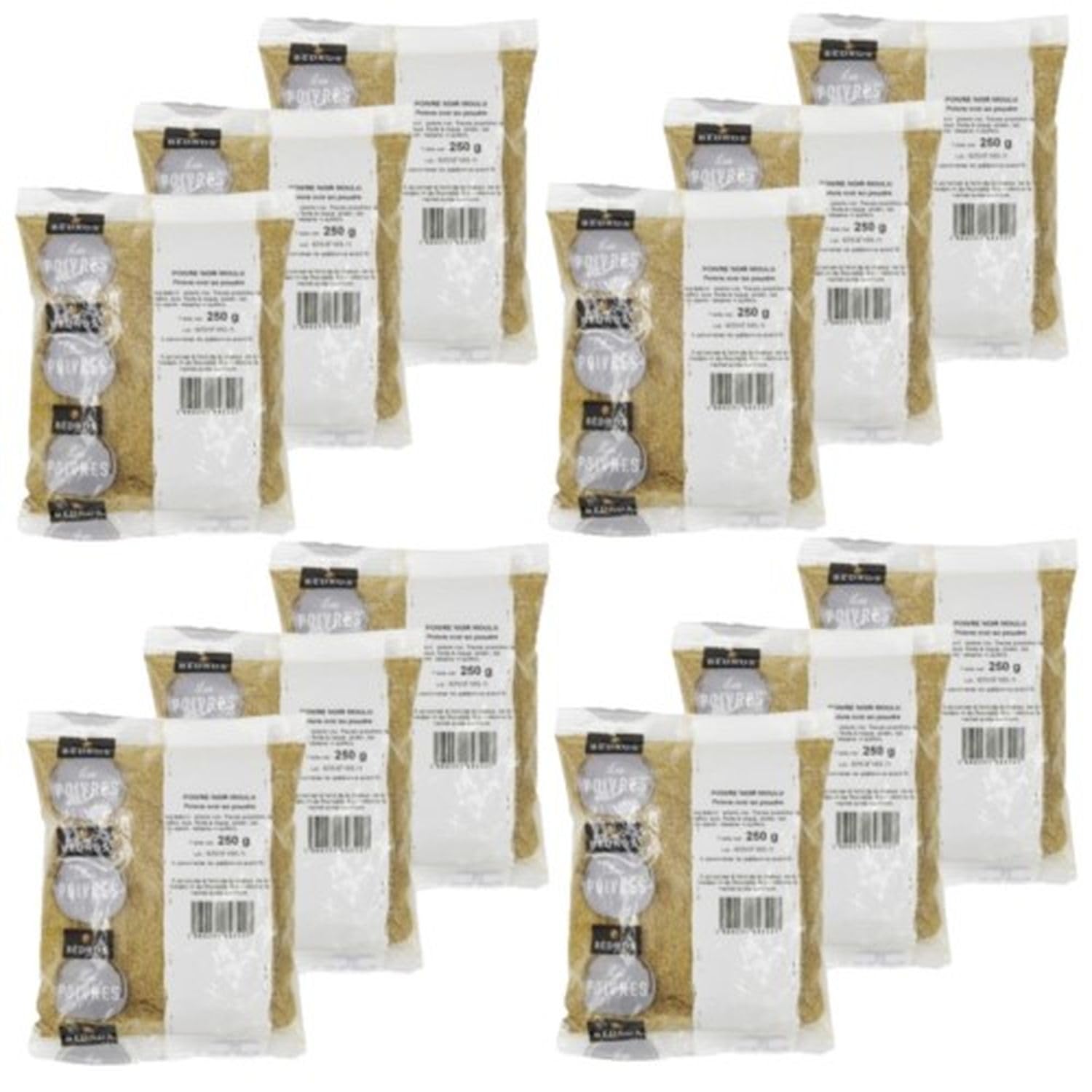 Lot 12x Poivre noir moulu - Paquet 250g