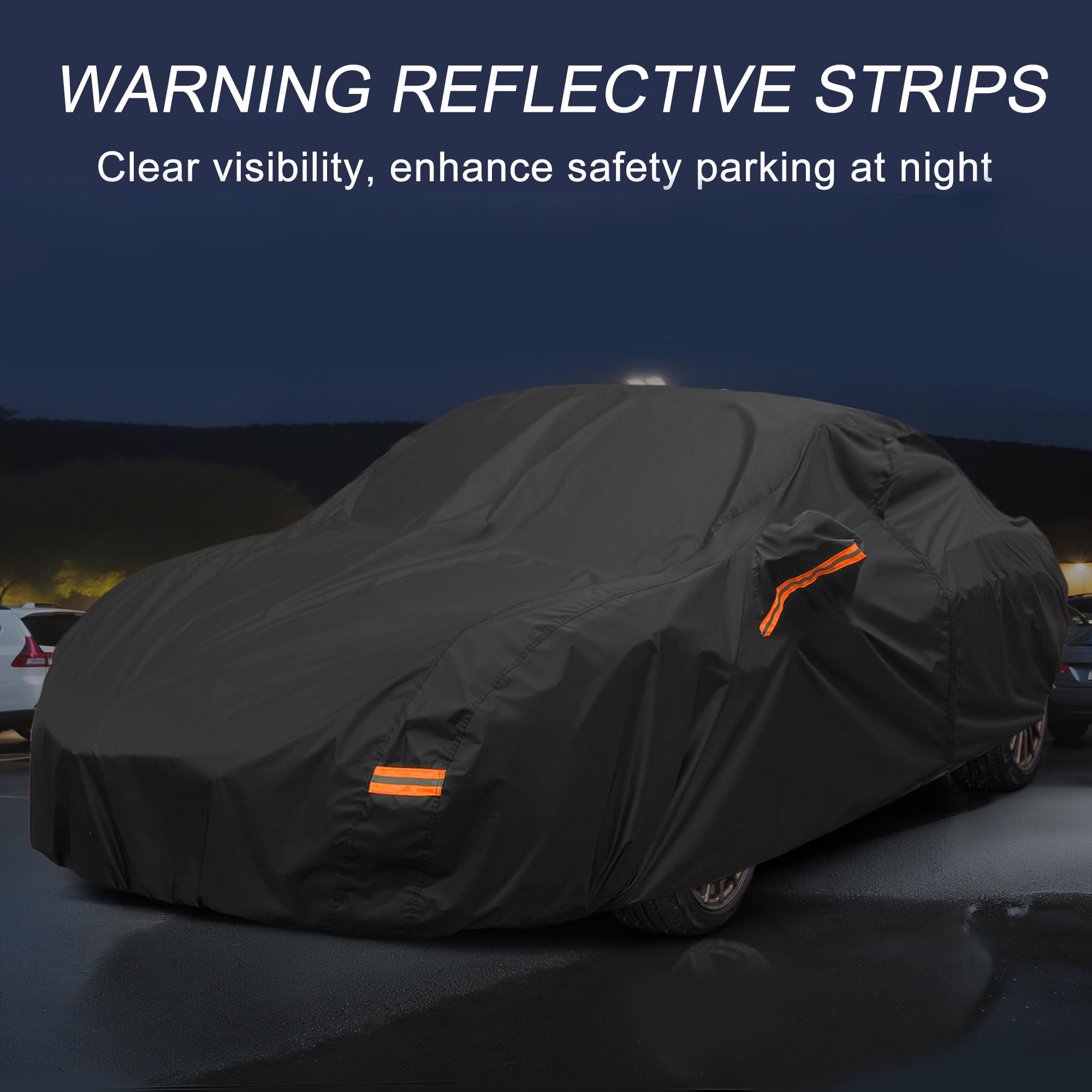 X AUTOHAUX Car Cover Outdoor Waterproof Sun Rain Snow Hail Protection with Left Side Door Zipper 210D-PU for — view 5