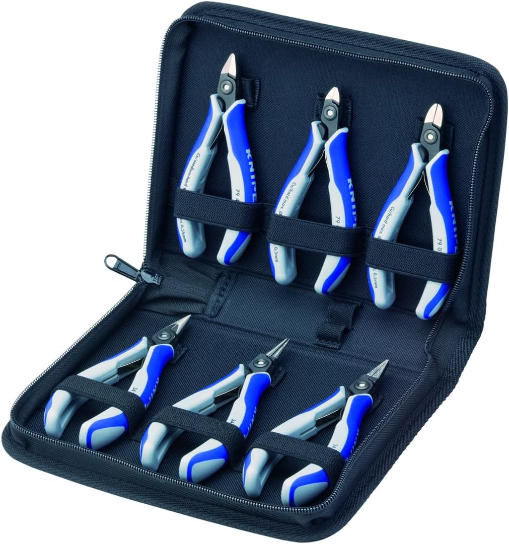 KNIPEX Astuccio con pinze per elettronica con utensili per impiego su componenti elettronici 6 pezzi 215 mm, 00 20 16 P