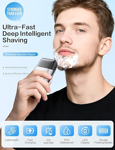 Miniatura 2 de Afeitadoras eléctricas de papel de aluminio para hombres, maquinilla de afeitar eléctrica, mini maquinilla de afeitar inalámbrica IPX7, afeitadora