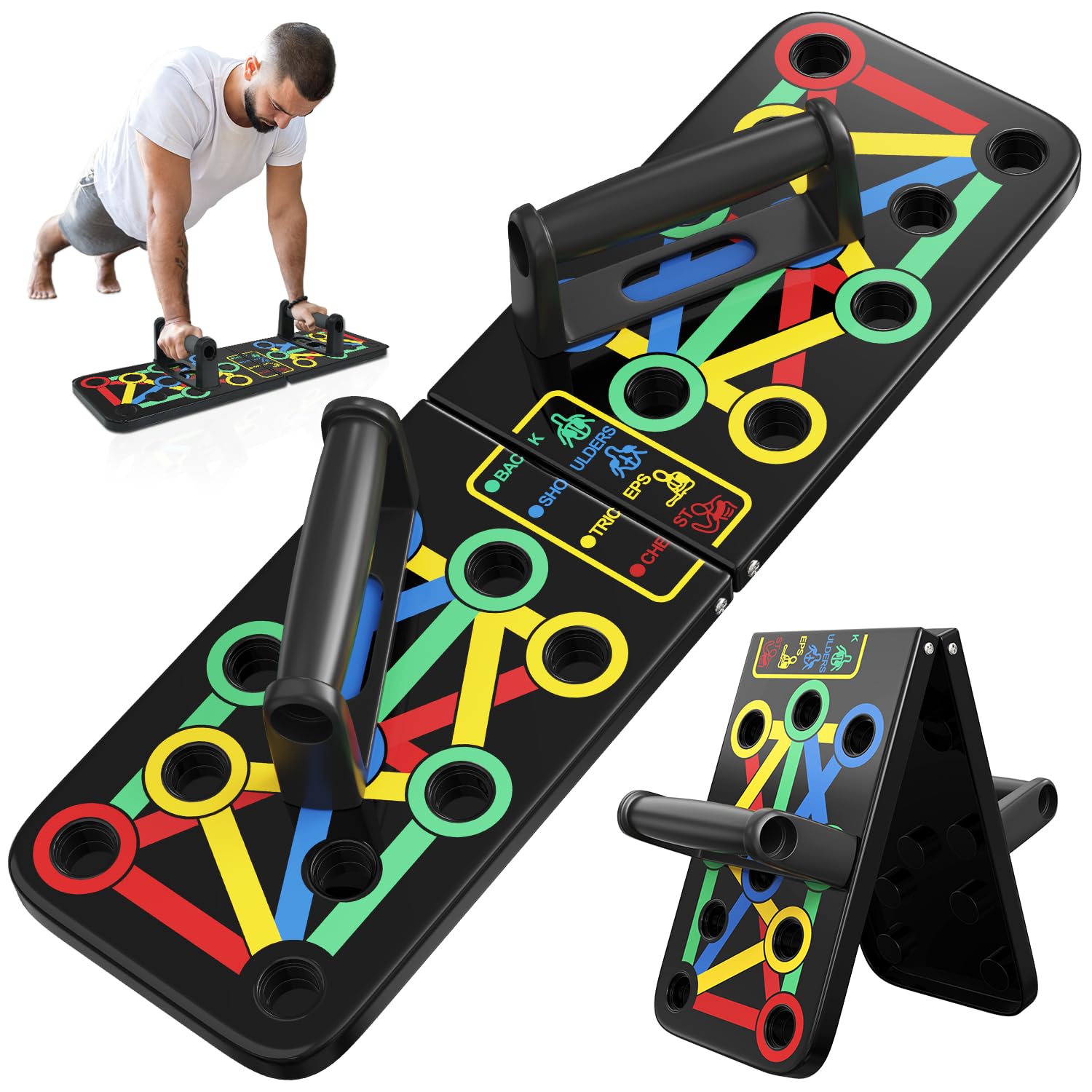 MG Push Up Board for Men & Women, Multi-Function Foldable Pushup Board, Muscle max Push Up Board for Floor, Fitness Strength & Exercise Training Equipment for Home Workout