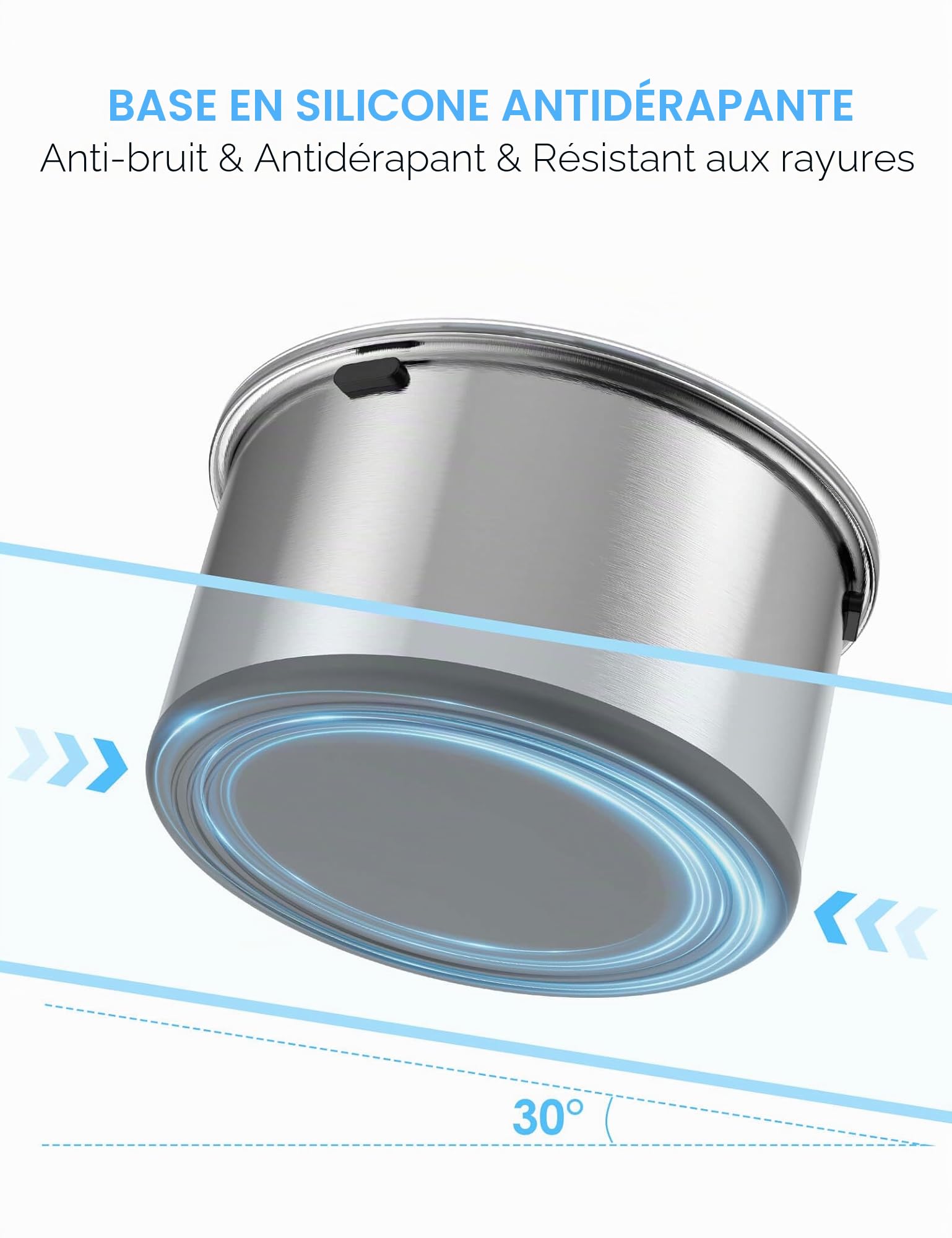 Heouvo Gamelle d'eau pour chien de 3,8 l - Grande gamelle anti-fuite en acier inoxydable - Couvercle pour protéger contre les creuser et fond en caoutchouc antidérapant - Gamelle d'eau pour boire