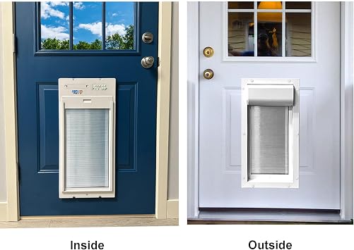 Power Pet Automatic ROLL UP Door by High Tech Pet Brand - Motorized Panel Rolls Up - Pet Operated - Remote App Control - 24/7 Exit & Entry Timers (Medium, Door Mount)