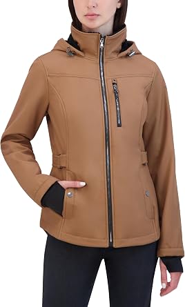 HFX Womens Softshell Transitional Jacket Bonded With Mellow Pile, Water & Wind Resistant With Faux Fur Lining