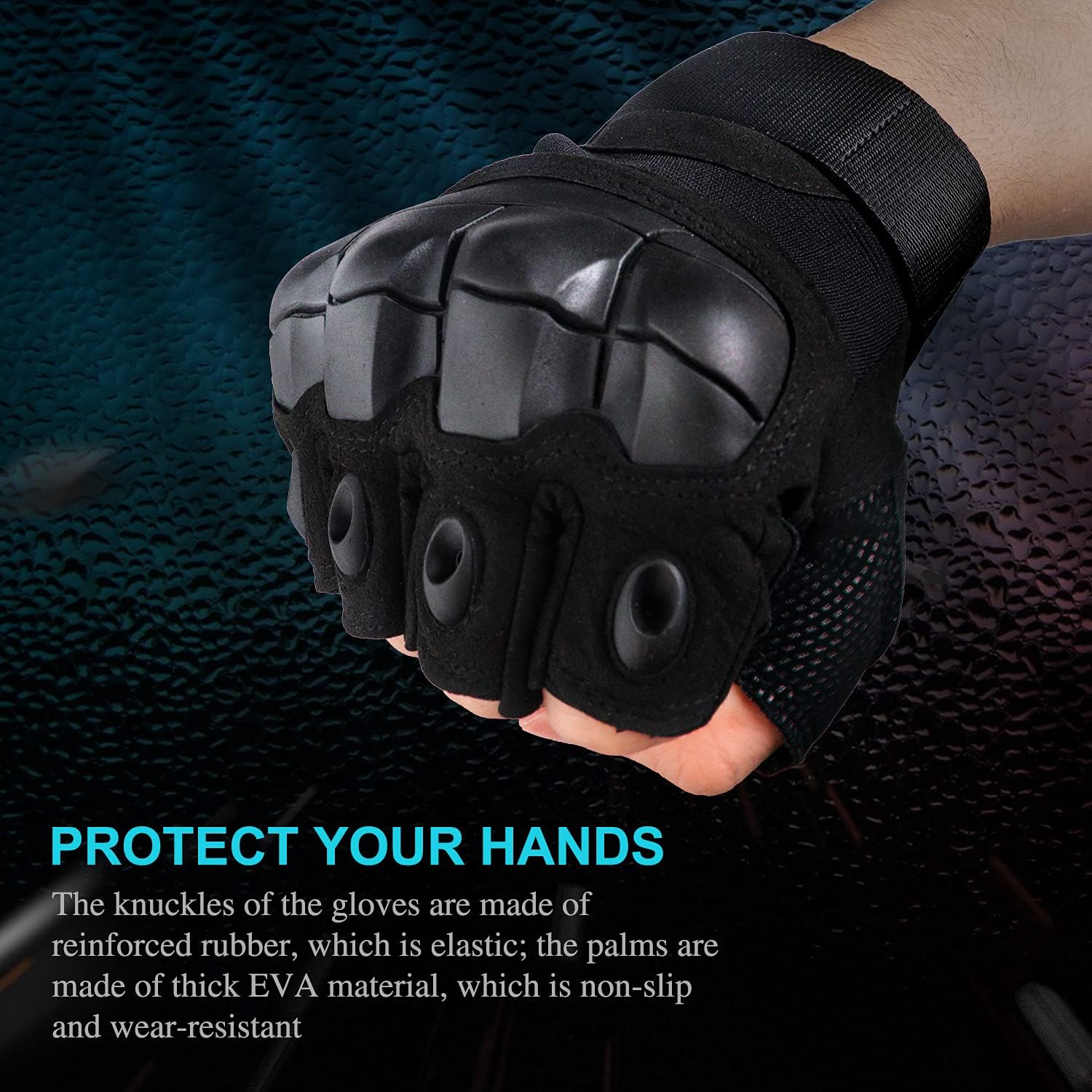 Tactical Gloves for Men, Eirsdoik Tactical Fingerless Gloves Army Armored Airsoft Gloves for Motorbike Cycling Climbing Hiking Hunting Boxing Gloves, Half Finer Non-Slip : Sports & Outdoors