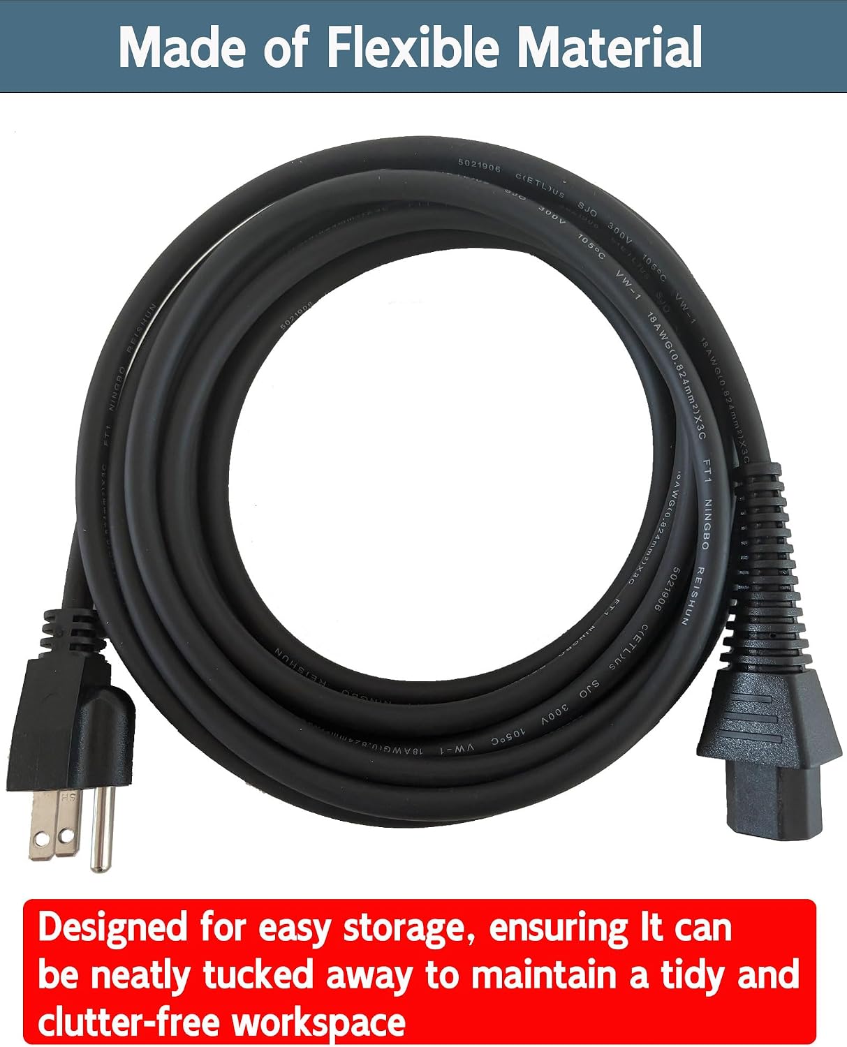 14.1ft(4.3m) Electric Sander Power Cord Compatible with Mirka DEROS/DEOS/LEROS Sanders,US 120V Replacement for Mirka sander power cord MRK-MIE9017211