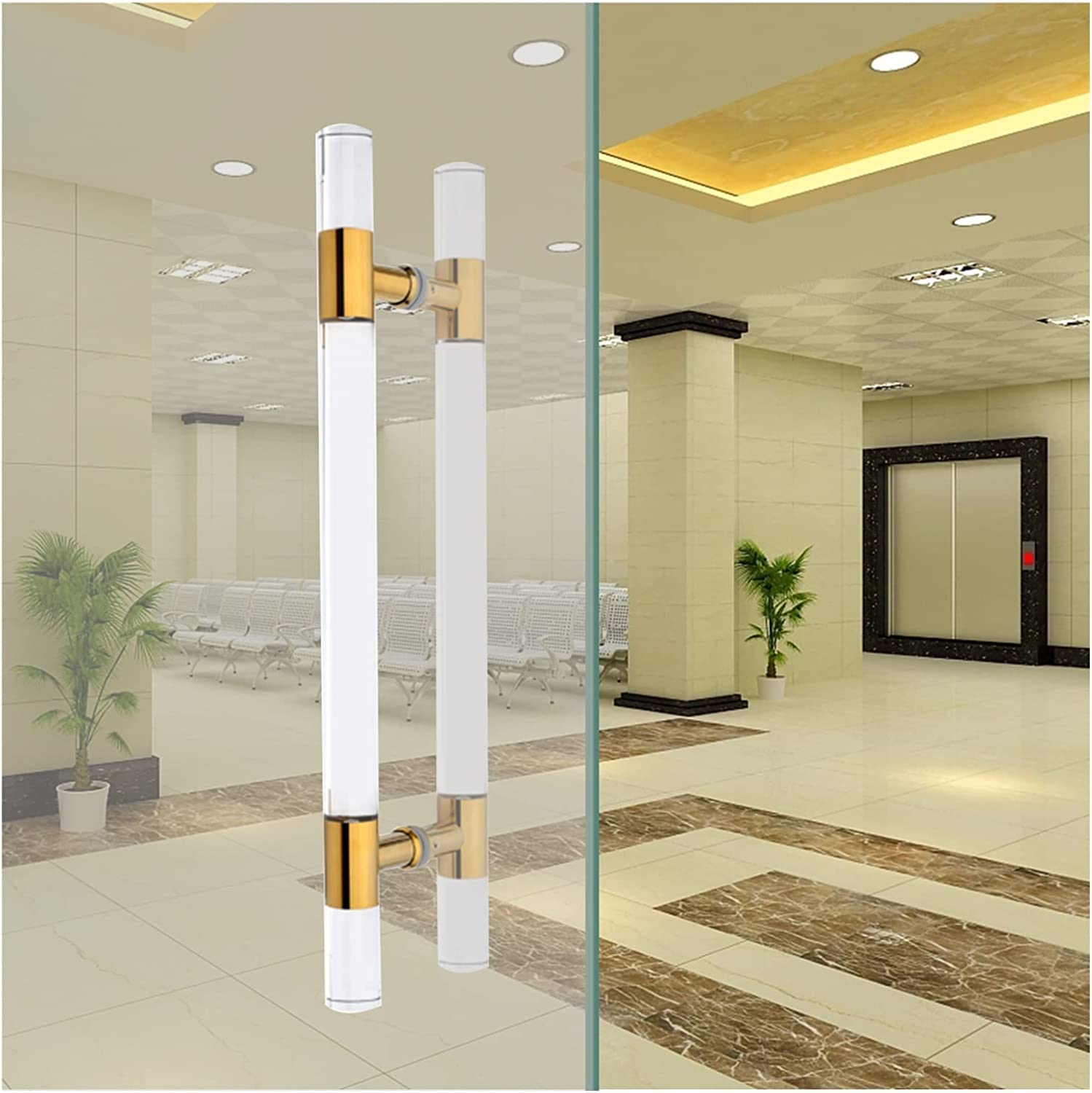 Wdsopk Modern Push Pull Bar Handle,Clear Crystal Door Push Handle Hardware,23 30 33 40 47 Inch Long,Round Acrylic Door Handles For Barn/Bank/Office/Clinic