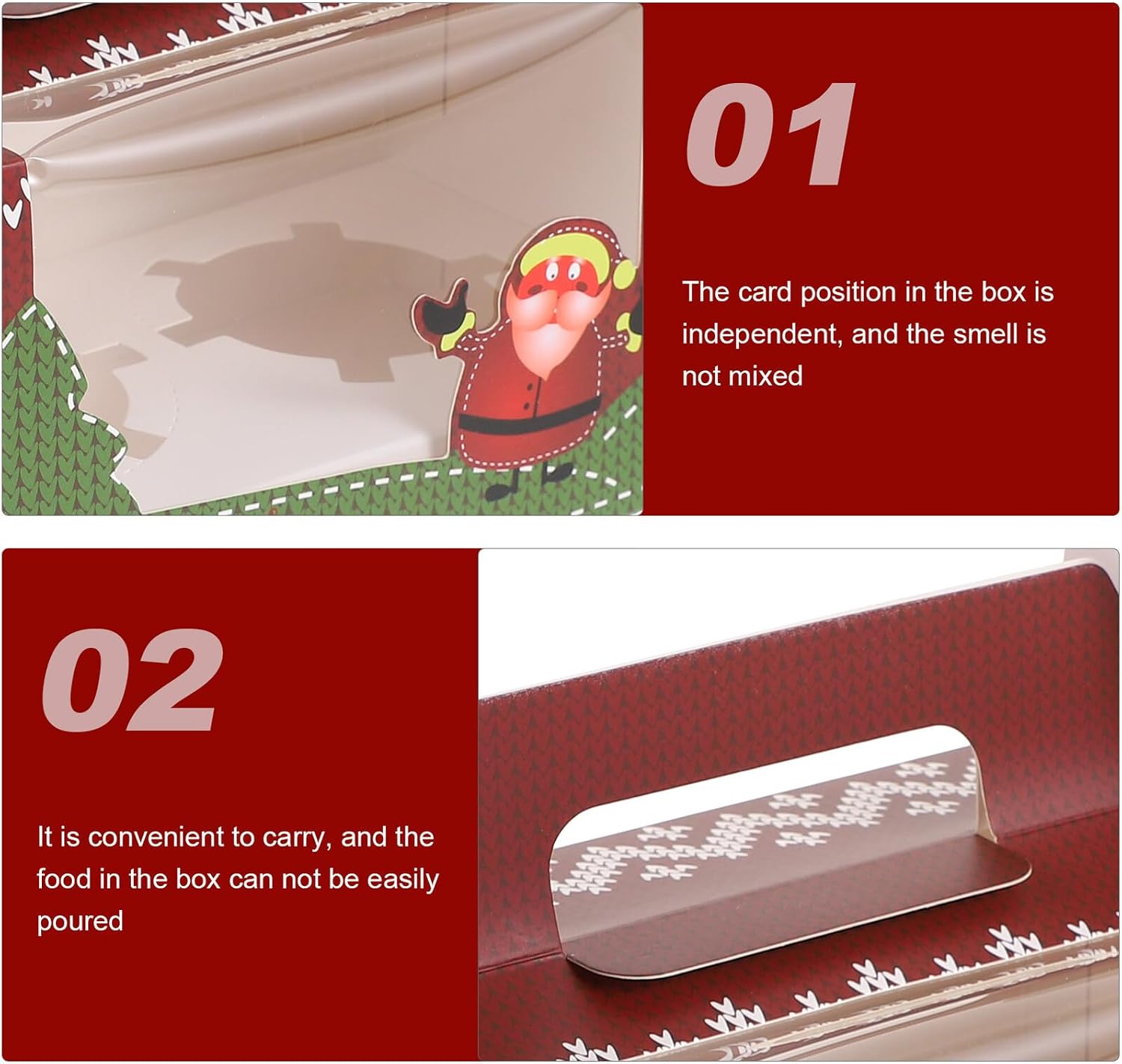 10pcs Christmas Cupcake Storage Boxes with Window, Food-grade Paper Dessert Containers for Holiday Baking and Packaging Random Color