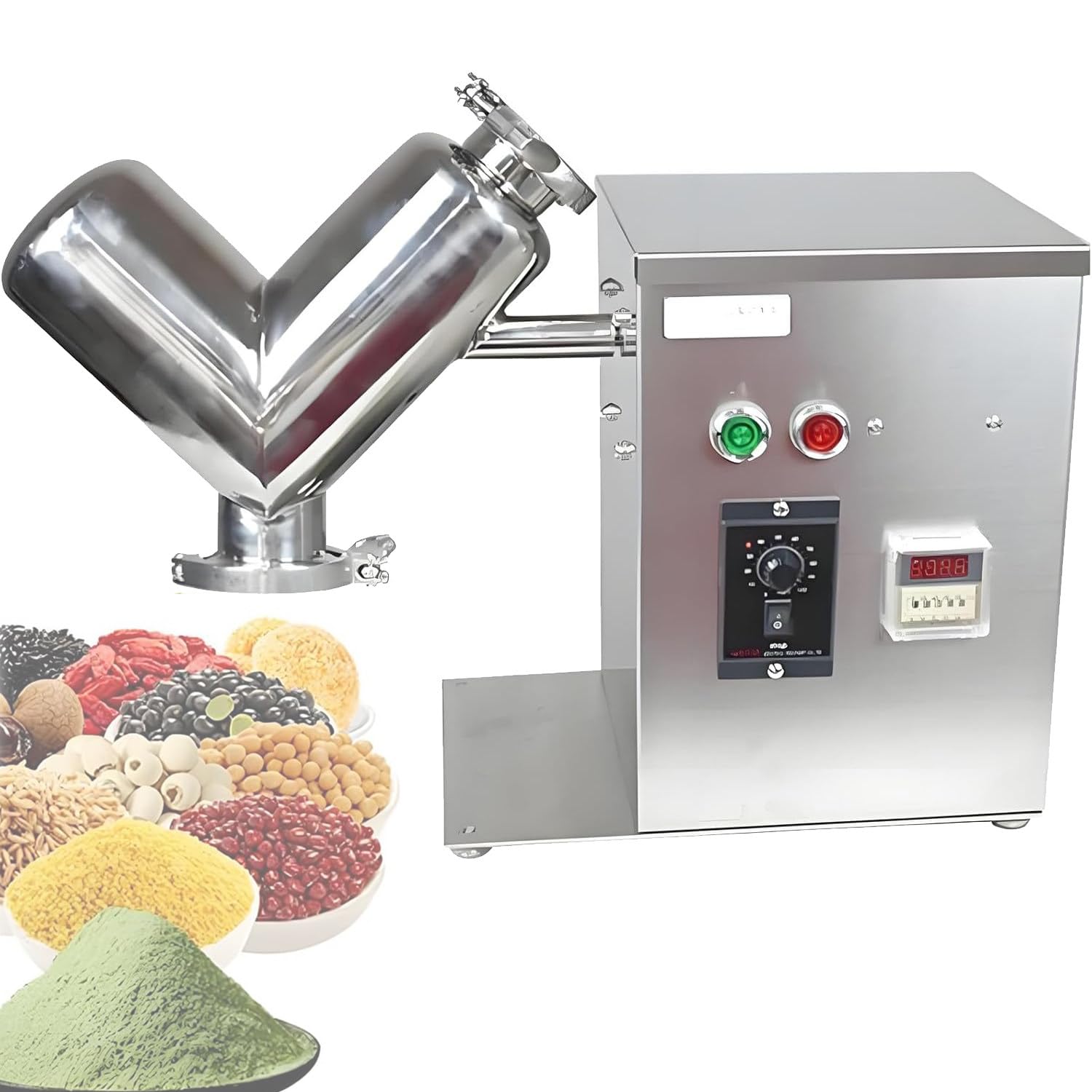 Qiang Miscelatore per Polveri Secche e Granulati a V,2L/5L/8L,Acciaio Inox,Macchina per Miscelazione Omogenea per Laboratorio,Insegnamento e Lavorazione Alimentare con Controllo velocità 2L