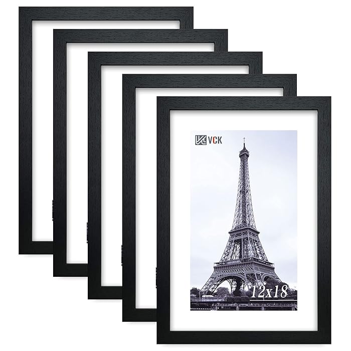 Buy VCK Poster Frames 12x18 Black Set of 5,Solid Wood Picture Frames