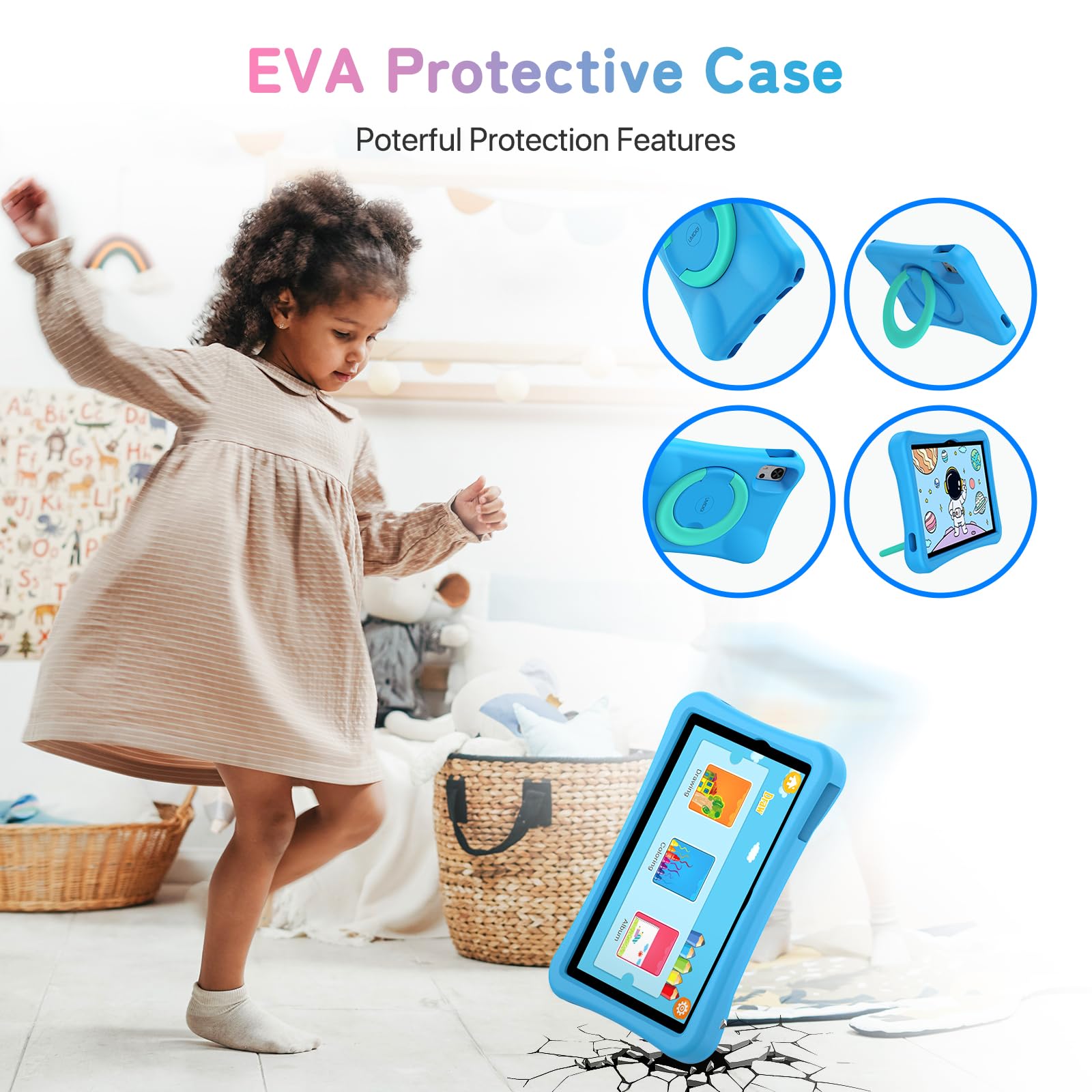 UMIIDIGI Tablet Bambini 10 Pollici,Controllo Genitori,8+128GB, Android Tablet per Adatto a tutte le età/Octa-Core/6000mAh/GPS/WiFi/Dual 4G SIM,G5 Tablets Per Bambini con Case,Blu