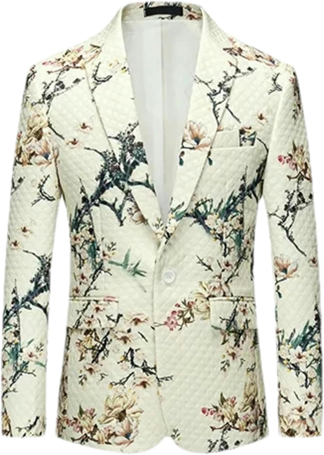 Men's Suit Jacket Single-Breasted V-Neck Slim Dress Coat Wedding Party Outerwear Silver Sequins Men's Suit Jacket