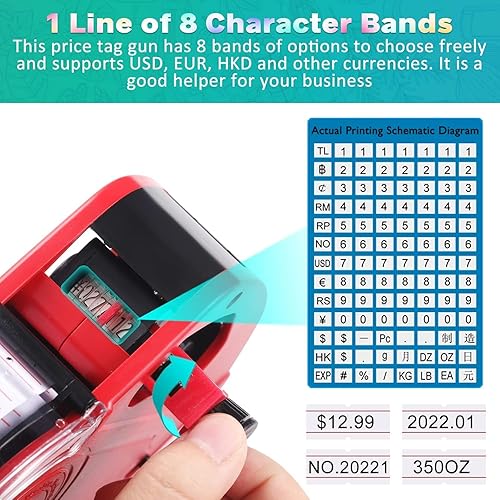 Miniatura 11 de Pistola de etiquetas de precio MX5500, 2 paquetes de pistolas de precios con 10,000 calcomanías de etiquetas y 6 rodillos de tinta adicionales, kit