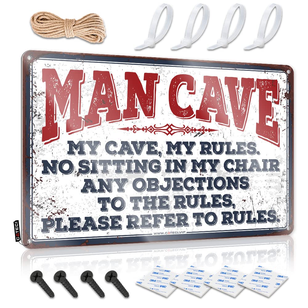 Mwfkkaddb One Color Home Tin Sign Man Cave Rules Sign Funny Office Signs Decor Signs(30X40cm)