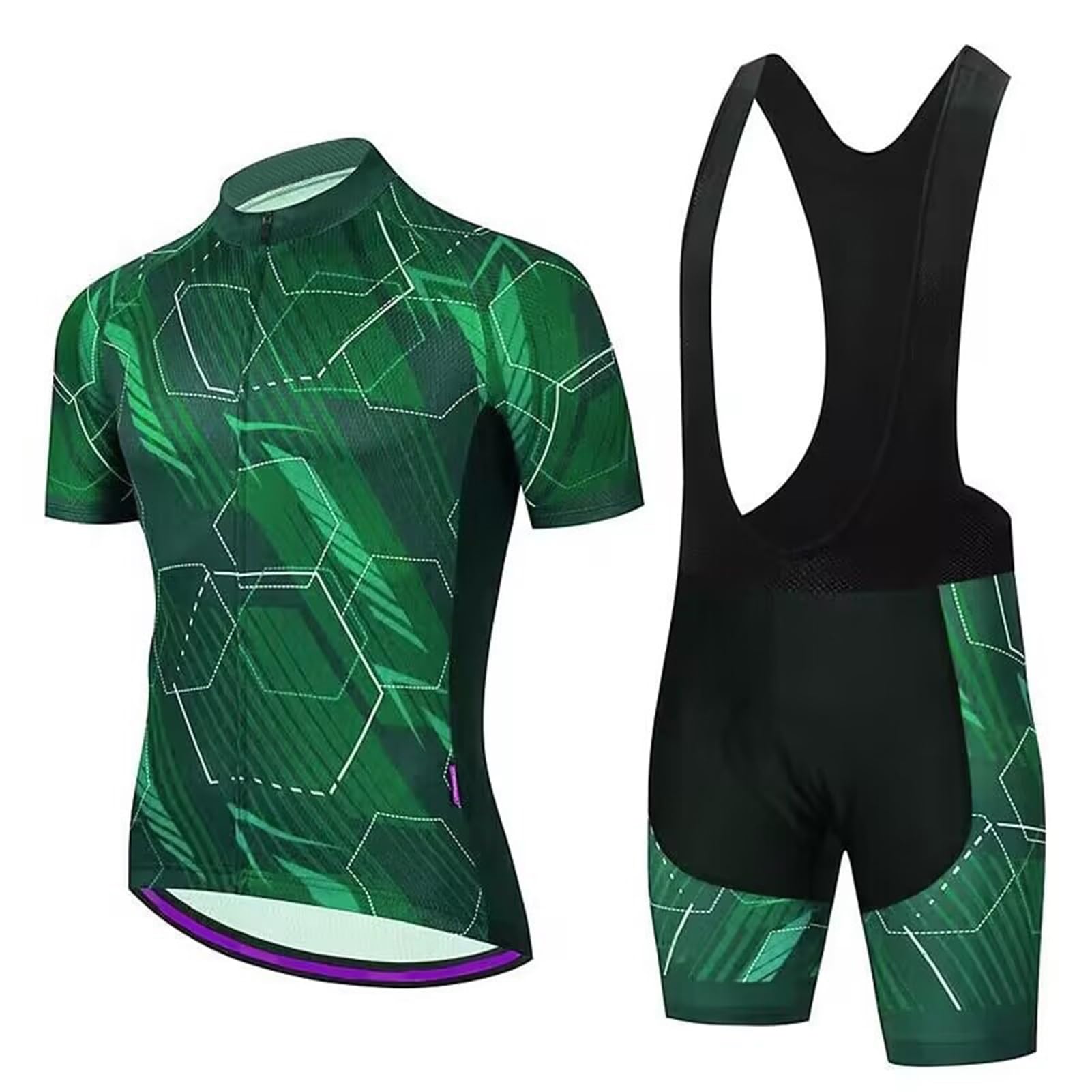 Zestaw męskich letnich spodenek rowerowych z krótkim rękawem i żelowymi spodenkami na szelkach, szorty letnie, oddychające, 9D Gel Padded Bib Short
