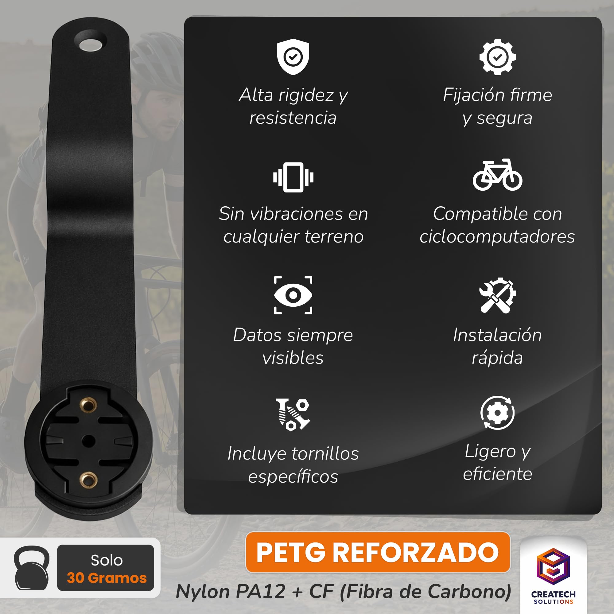 Soporte Manillar Canyon Gear Groove Grail 2-Aeroad-Endurance-Ultimate Valido para Ciclocomputadores/Soporte para Ordenador de Bicicleta Universal Nylon PA12 + CF V2