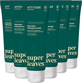Body Cream, EWG Verified Moisturizer, Vegan Moisturizing Products For Dry Skin, Dermatologically Tested, Lemon Leaves, 8 Fl Oz (Pack of 6)