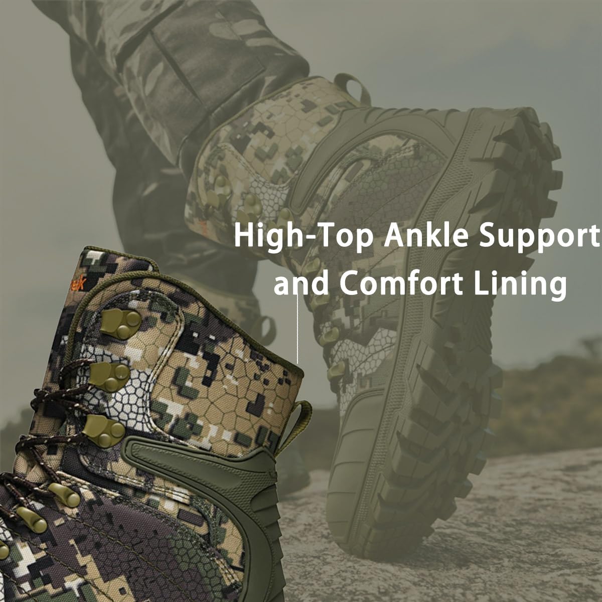 Men's Lightweight Tactical Combat Boots with Side Zipper & Slip-Resistant Sole