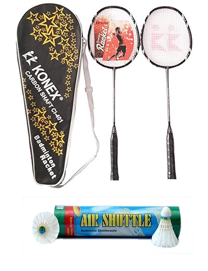KONEX CarbonShaft Badminton Racquet(CI401), (Multicolours), Pair of