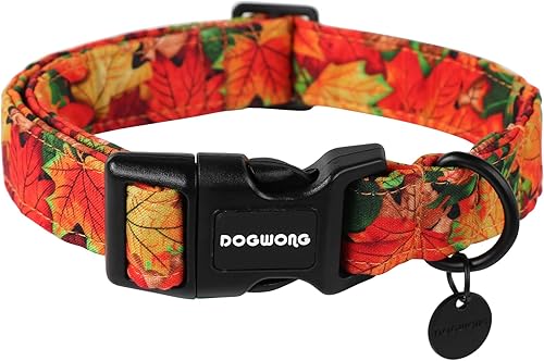 DOGWONG Collar de algodón para perro, collar de otoño resistente, duradero, tela suave, collar de perro para mascotas, lindo collar de Halloween