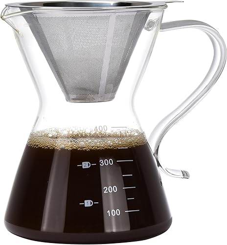 Outlery Juego de cafetera de vidrio transparente, cafetera instantánea, boquilla de cuello de cisne precisa, cafetera portátil para el hogar,