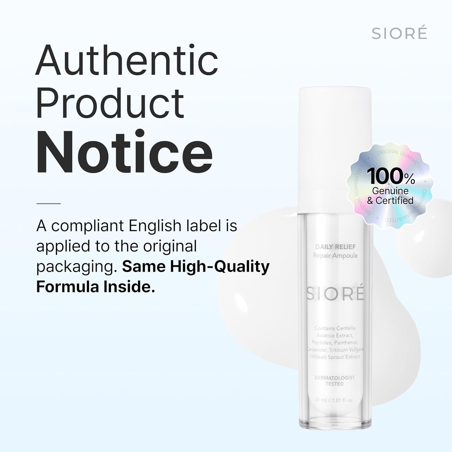 Siore Daily Balance Care Ampoule | Skin Soothing Formula with Centella and Niacinamide, Ceramide and Peptides, Clinically Tested | Korean Pharmacy Anti-Aging Skin Care