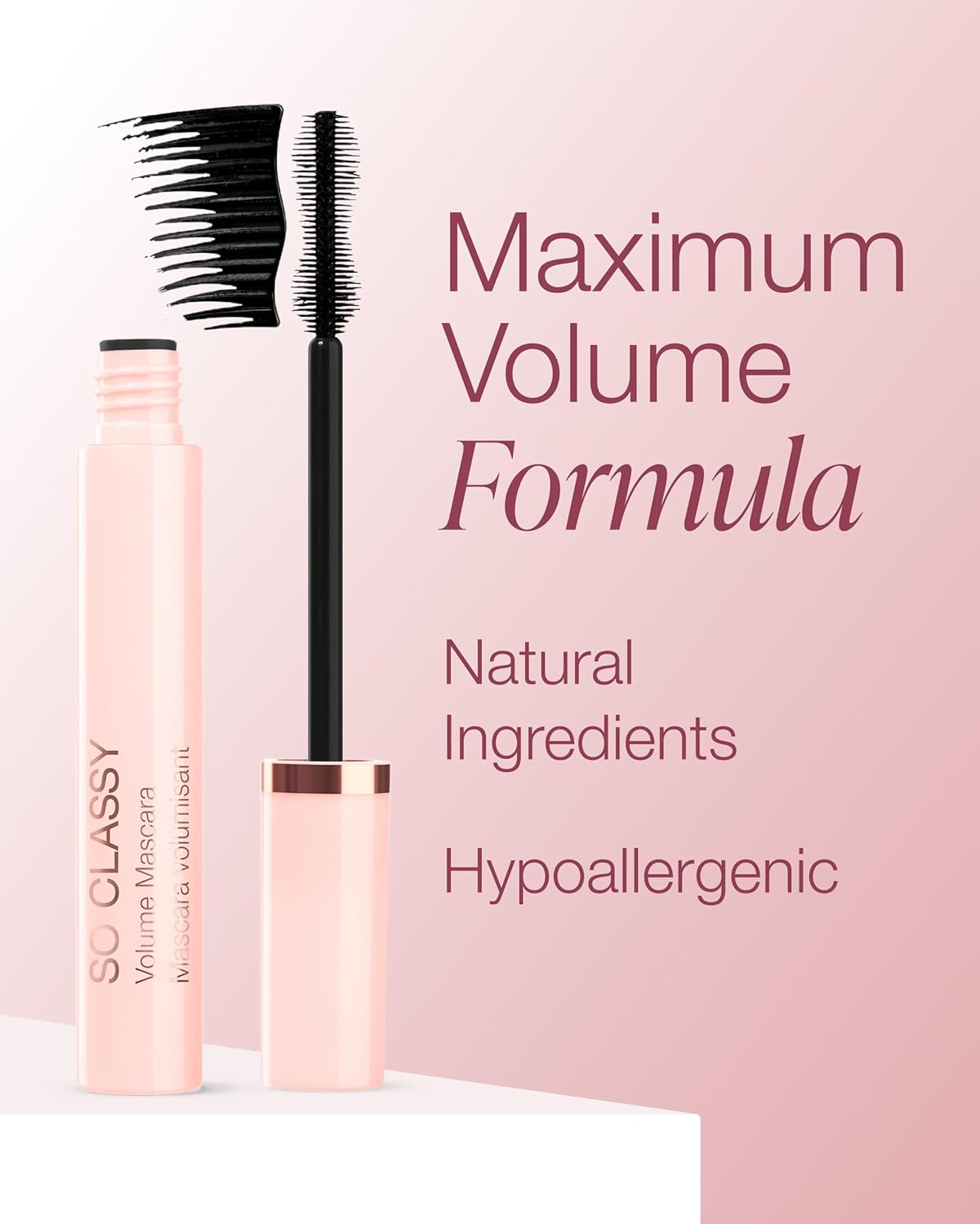 Mineral Fusion So Classy Volume Mascara (Black) - Voluminous Formula For Appearance of Fuller Lashes - Hypoallergenic, No Flaking or Caking, Smudge-Proof Formula - With Peptides & Vitamin B - Image 4