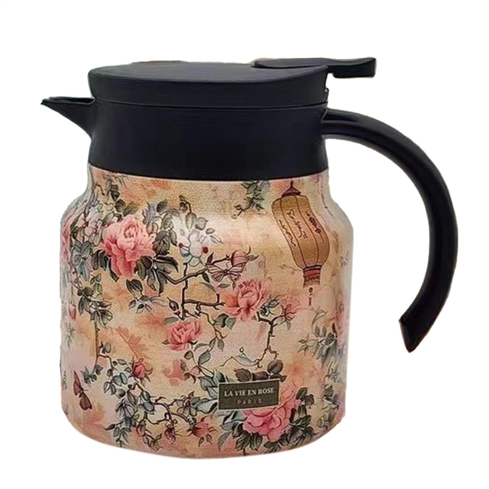 Jarra de agua caliente con infusor para disfrutar de un té floral elegante en casa
