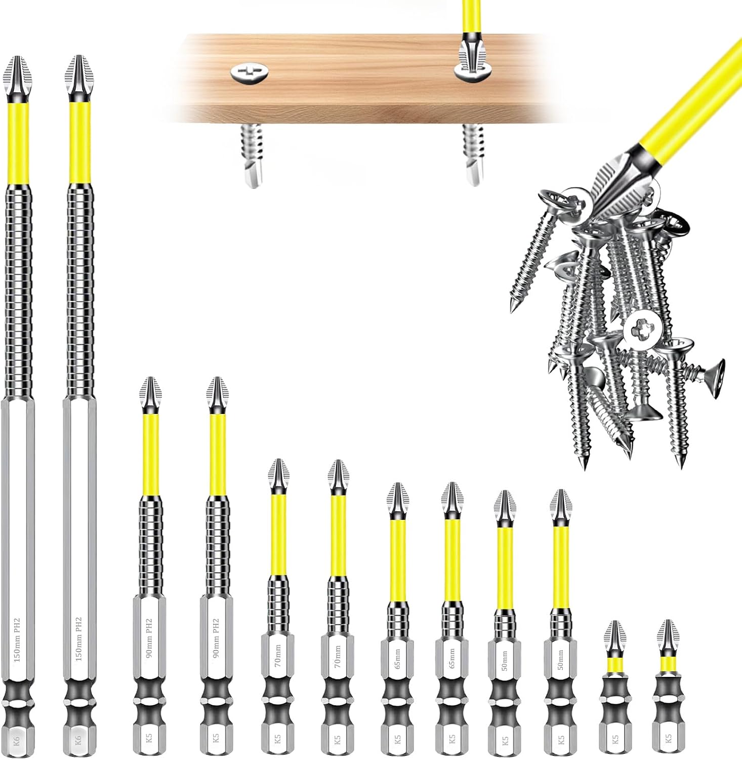 High Magnetic Screwdriver Drill Bit Set, 2025 Upgraded K5 Impact Resistant Strong Magnetic Comprehensive Screwdriver Set Anti Slip Drill Bits Premium Screwdriver Bit Set (12PCS)