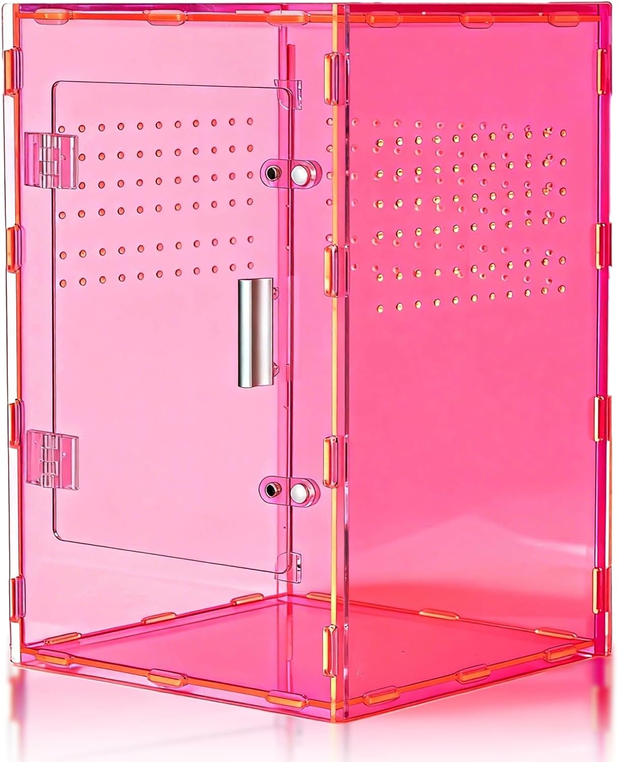 8x8x12 Terrarium Acrylic Reptile Enclosure – Cyberpunk Pink Reptile Tank with Tropical Rainforest-Inspired Design for Crested Geckos & Small Pets