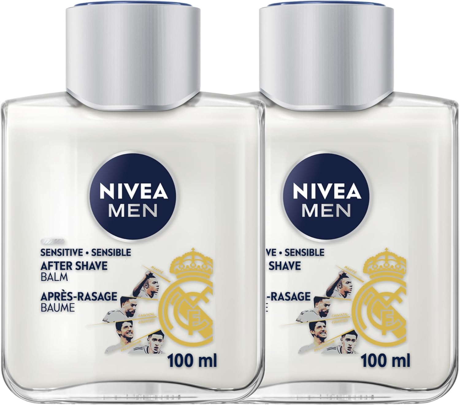 NIVEA MEN Sensitive Skin After Shave Balm, After Shave for Men with Sensitive Skin, No Drying Alcohol, Aftershave Instantly Soothes & Protects, Dermatologically-Tested Skin Care, 2 x 100 mL
