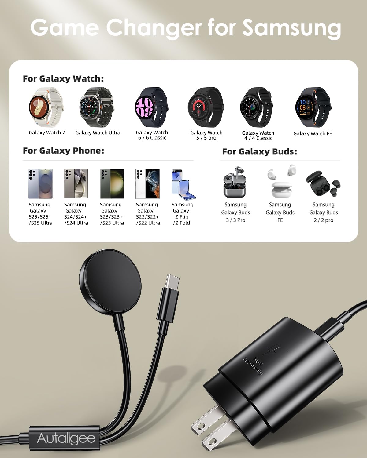 Charger Bundle for Samsung Galaxy Watch and USB-C Phones image 3