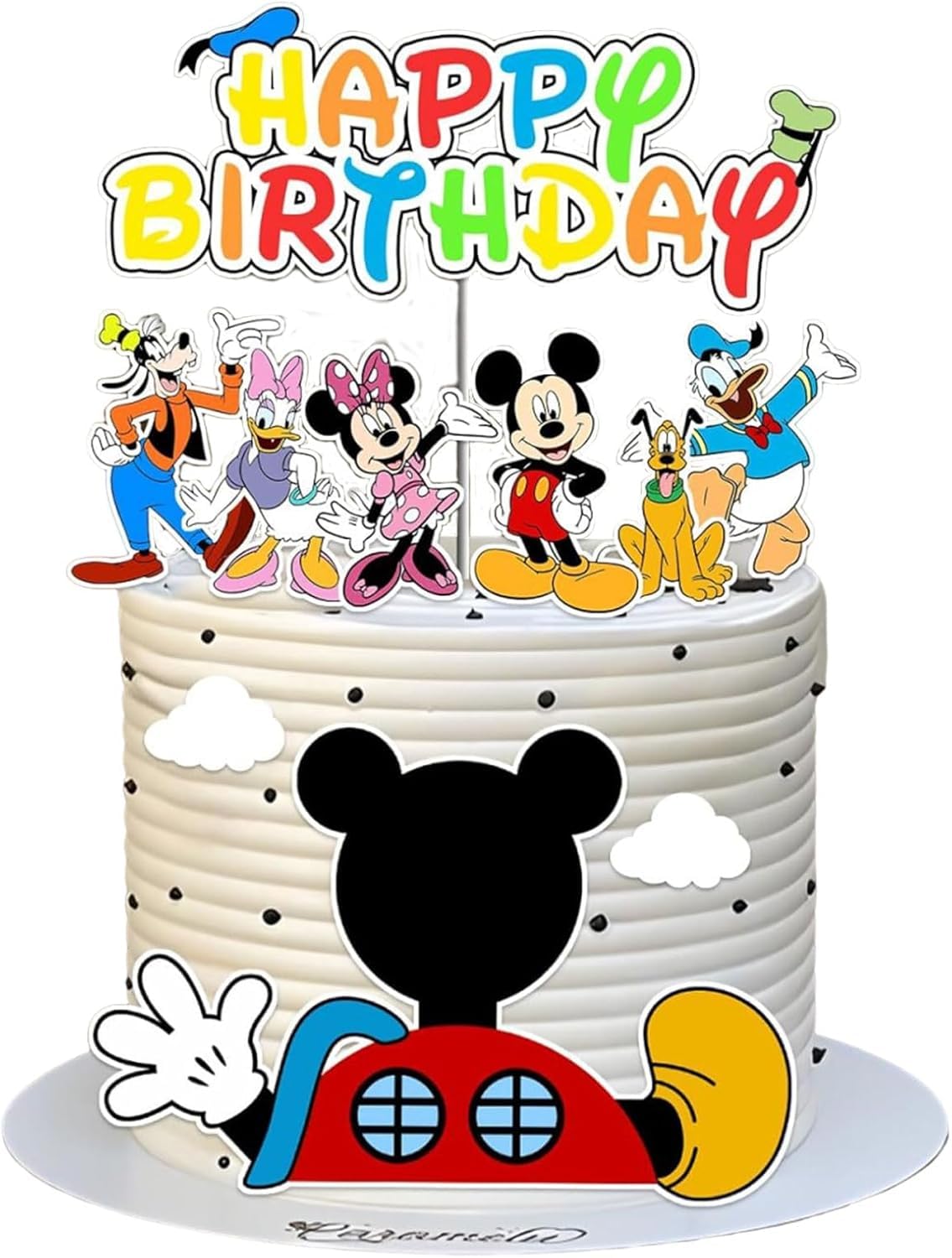 Photo 1 of 10Pcs Cartoon Cake Decorations, Colorful Happy Birthday Cake Toppers, Classic Cartoon Designs, Perfect for Birthday Party Decorations