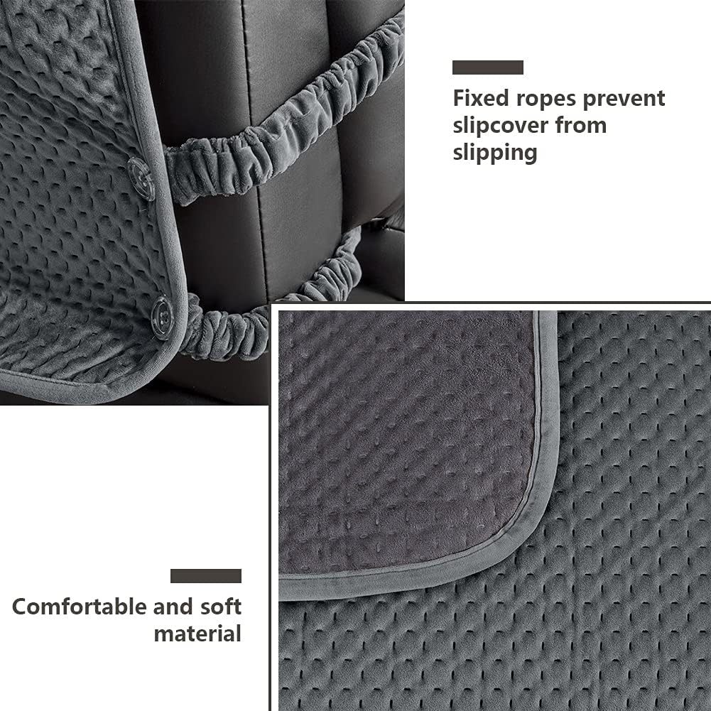 STONECREST Velvet Lift Chair Cover, Electirc Recliner Slipcover, Stay in Place (Grey, 23" Regular)