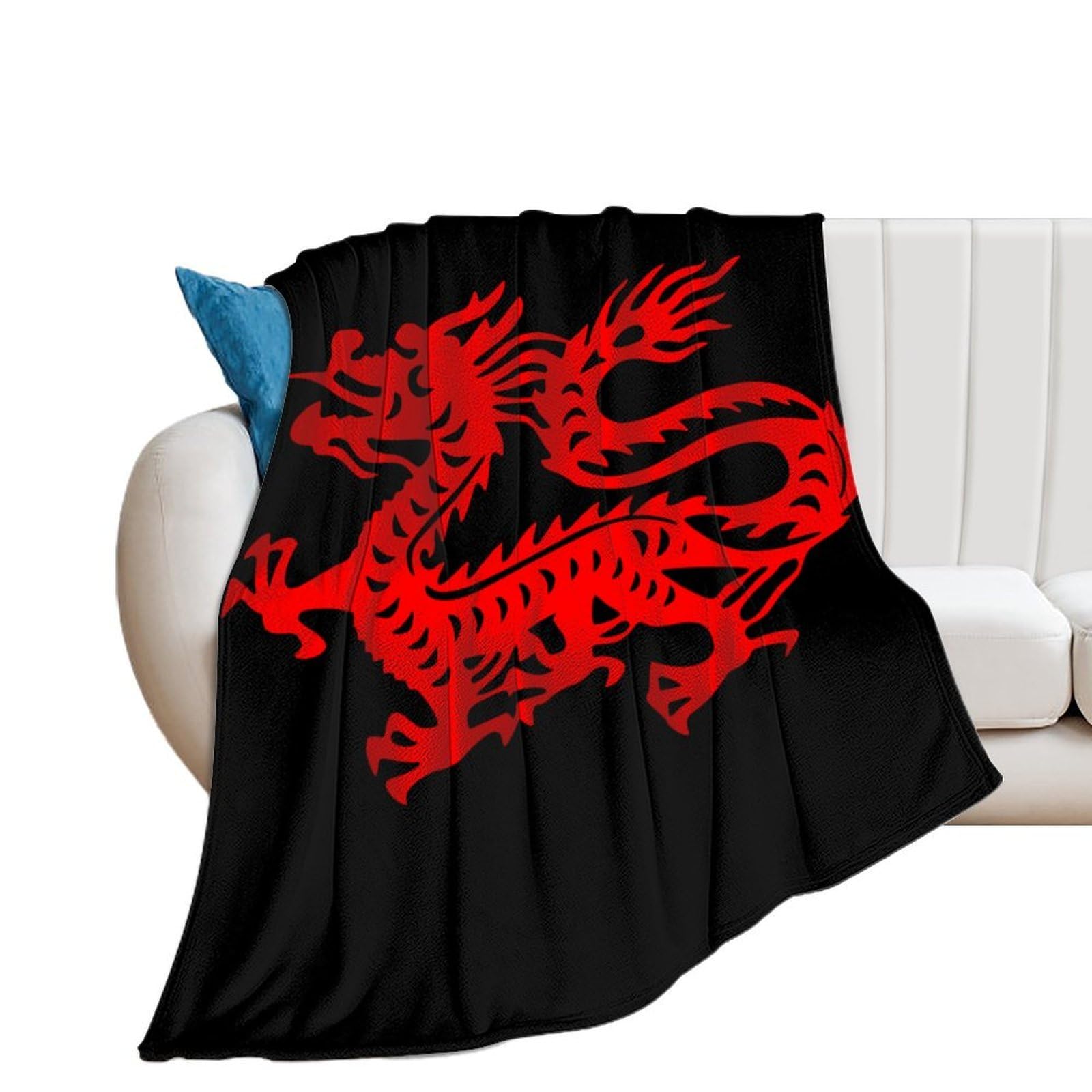 Nclqvjxzkhw Men's Style Chinese Magic Dragon Flannel Blanket Soft Throw Blankets Bed Couch Sofa Travel