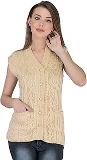 lady willington Women Woolen Cardigan Sleeveless Self Design Cardigan Rainbow Fabric Winter Wear Pure Wool V-Neck Cardigan 100% Rainbow Wool Free Size Cotty Fully Warm With Front Pockets (XXL, Light Skin)-picture-19