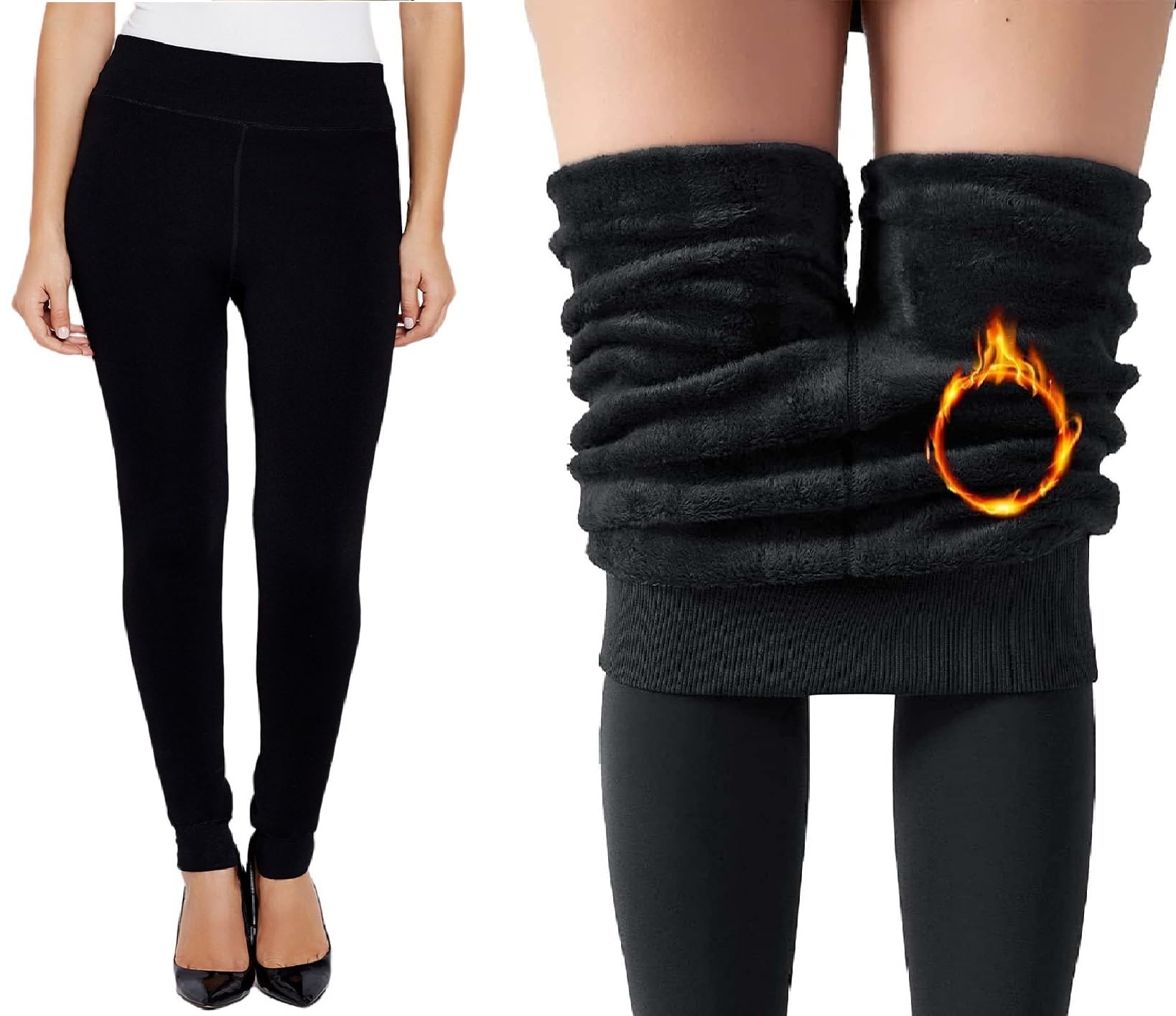 Fleece Leggings for Woemn Winter Warm Thermal Fleece Lined Thick Tights leggigns : 26 to 34 Inch Stretchable-image-14