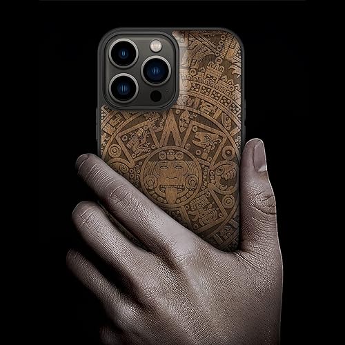 Miniatura 2 de Carveit Funda magnética de madera para iPhone 13 Pro Max madera natural y TPU suave negro Funda protectora de madera única y elegante a prueba de