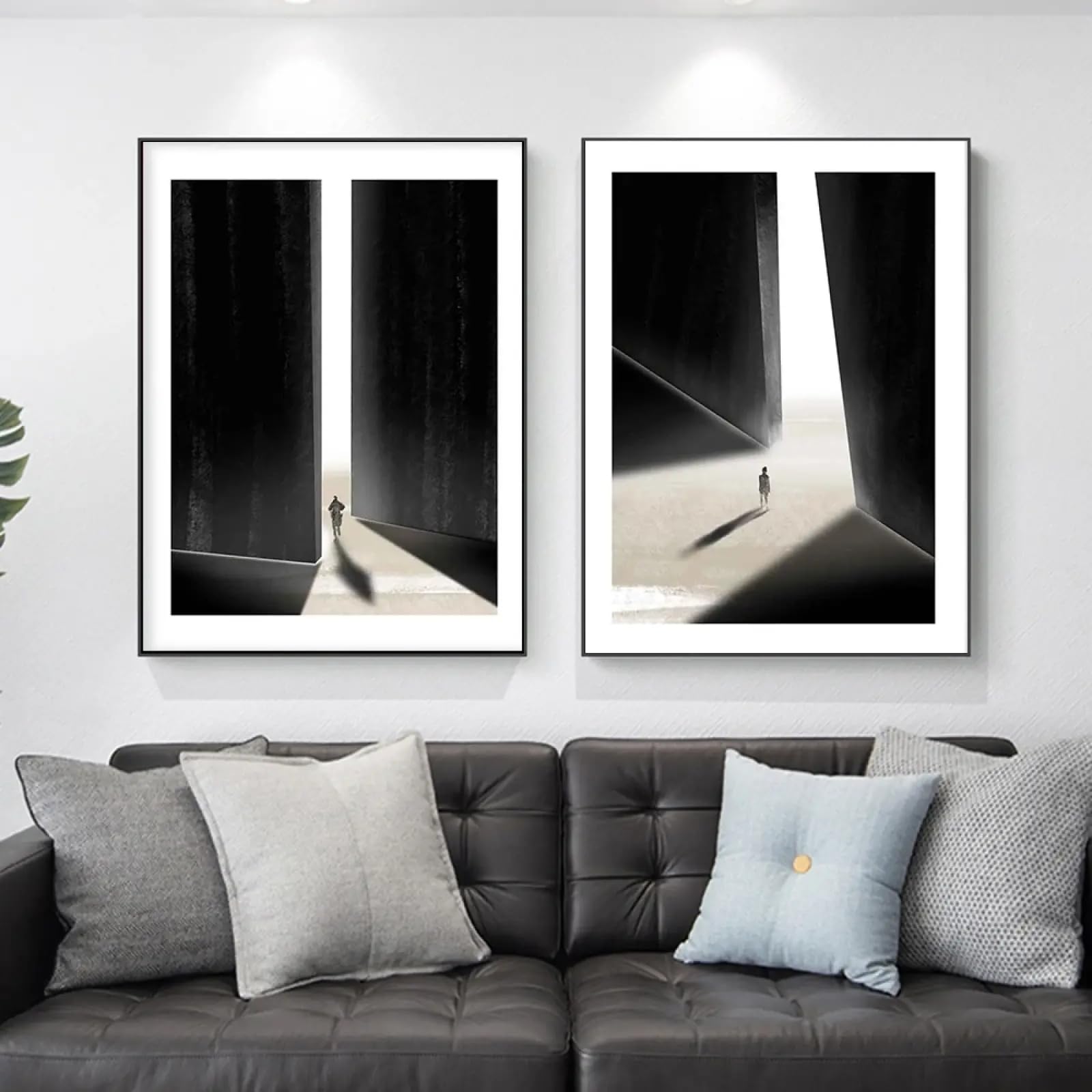 Affiche abstraite minimaliste boho de 40x60cm en noir et blanc pour salon - 8