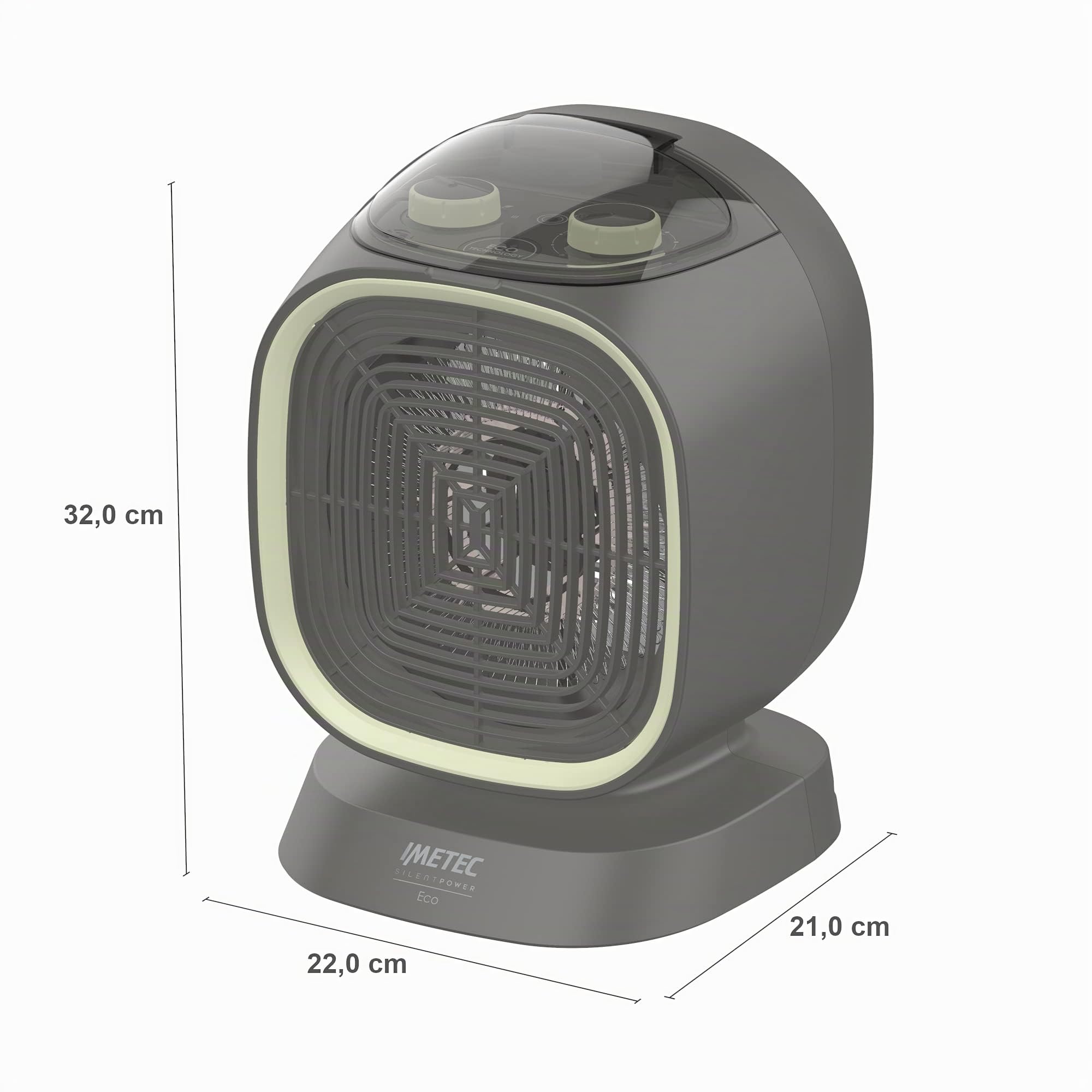 Bellissima Imetec Silent Power Eco Thermoventilateur silencieux, technologie Eco, 2100 W, fonction antigel, température réglable, 4 fonctions, thermostat d’ambiance